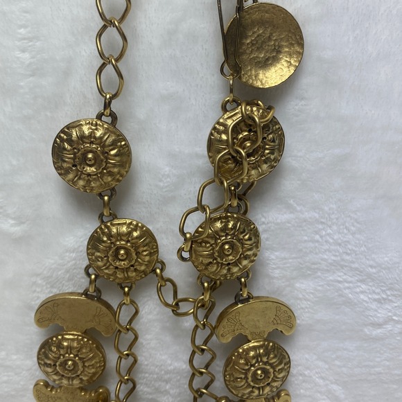 Vintage‎ Gold Tone Metal Coin Medallion Chain Belt Boho Festival Adjustable - Picture 4 of 10